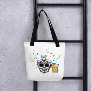 Tequila Shot Sugar Skull Tote Bag